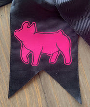 Load image into Gallery viewer, Black &amp; Hot Pink Pig Hair Tie Bow
