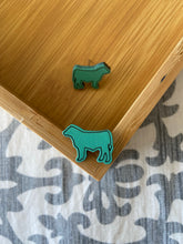 Load image into Gallery viewer, Turquoise Steer Wooden Stud Earrings
