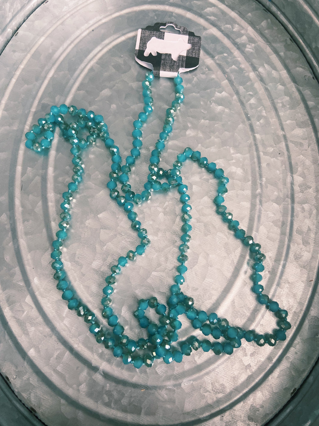 Teal & Gold Beaded Necklace