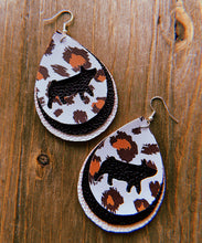 Load image into Gallery viewer, White Cheetah Print Pig Teardrop Shaped Earrings
