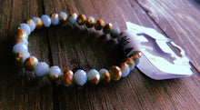 Load image into Gallery viewer, Light Blue/Turquoise &amp; Rusty Gold/Tan Adjustable Beaded Bracelet
