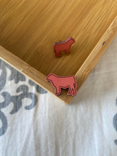 Load image into Gallery viewer, Peach Steer Wooden Stud Earrings
