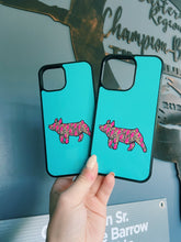 Load image into Gallery viewer, Teal &amp; Cheetah Lightning Bolt Pig Phone Cases
