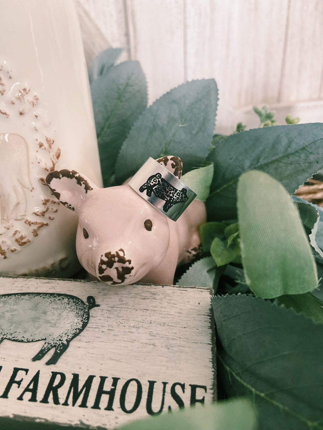 Engraved Cheetah Print Livestock Rings