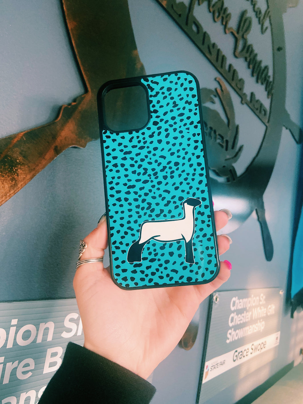 Blue Dotted Lamb iPhone 12 Pro Max Case