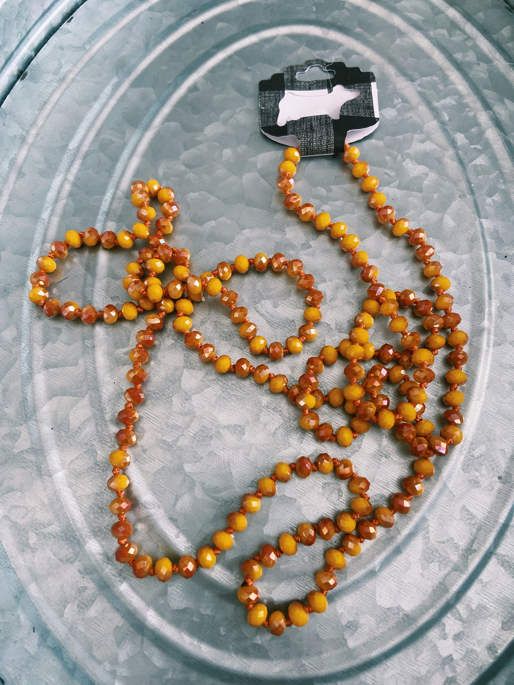 Mustard Yellow & Orange Beaded Necklace