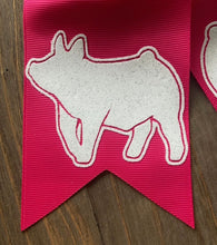 Load image into Gallery viewer, Hot Pink &amp; Sparkly White Pig Hair Tie Bow
