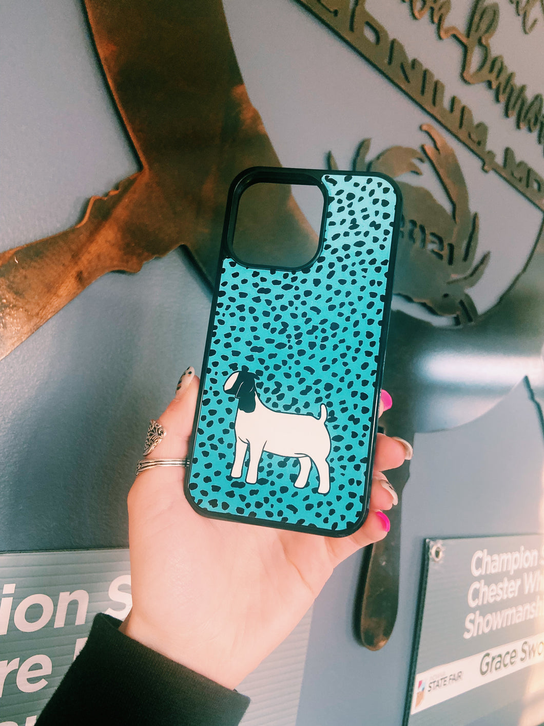 Blue Dotted Goat iPhone 13 Pro Case