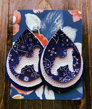 Load image into Gallery viewer, Blue Paisley Goat Teardrop Shaped Earrings
