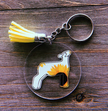 Load image into Gallery viewer, Clear Circle Sunflower Lamb Keychain
