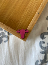Load image into Gallery viewer, Magenta Cow Head Wooden Stud Earrings
