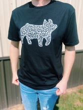 Load image into Gallery viewer, Black Cheetah Print Pig T-Shirt
