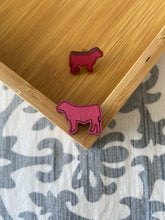 Load image into Gallery viewer, Magenta Steer Wooden Stud Earrings
