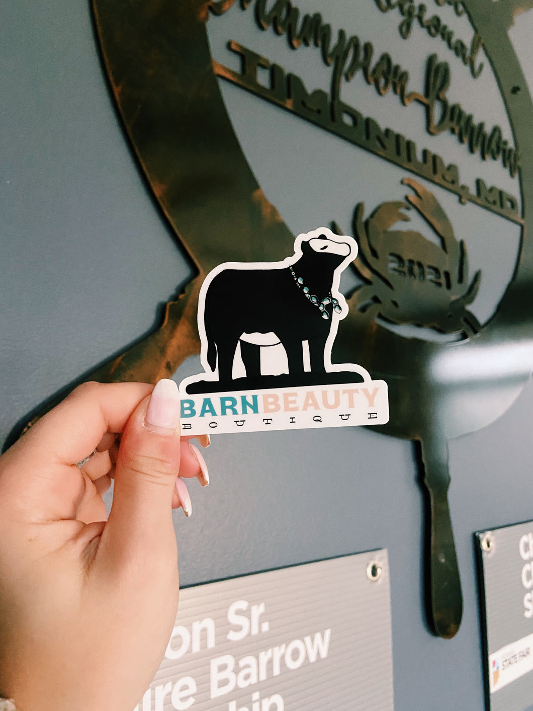 Barn Beauty Boutique Cow Sticker