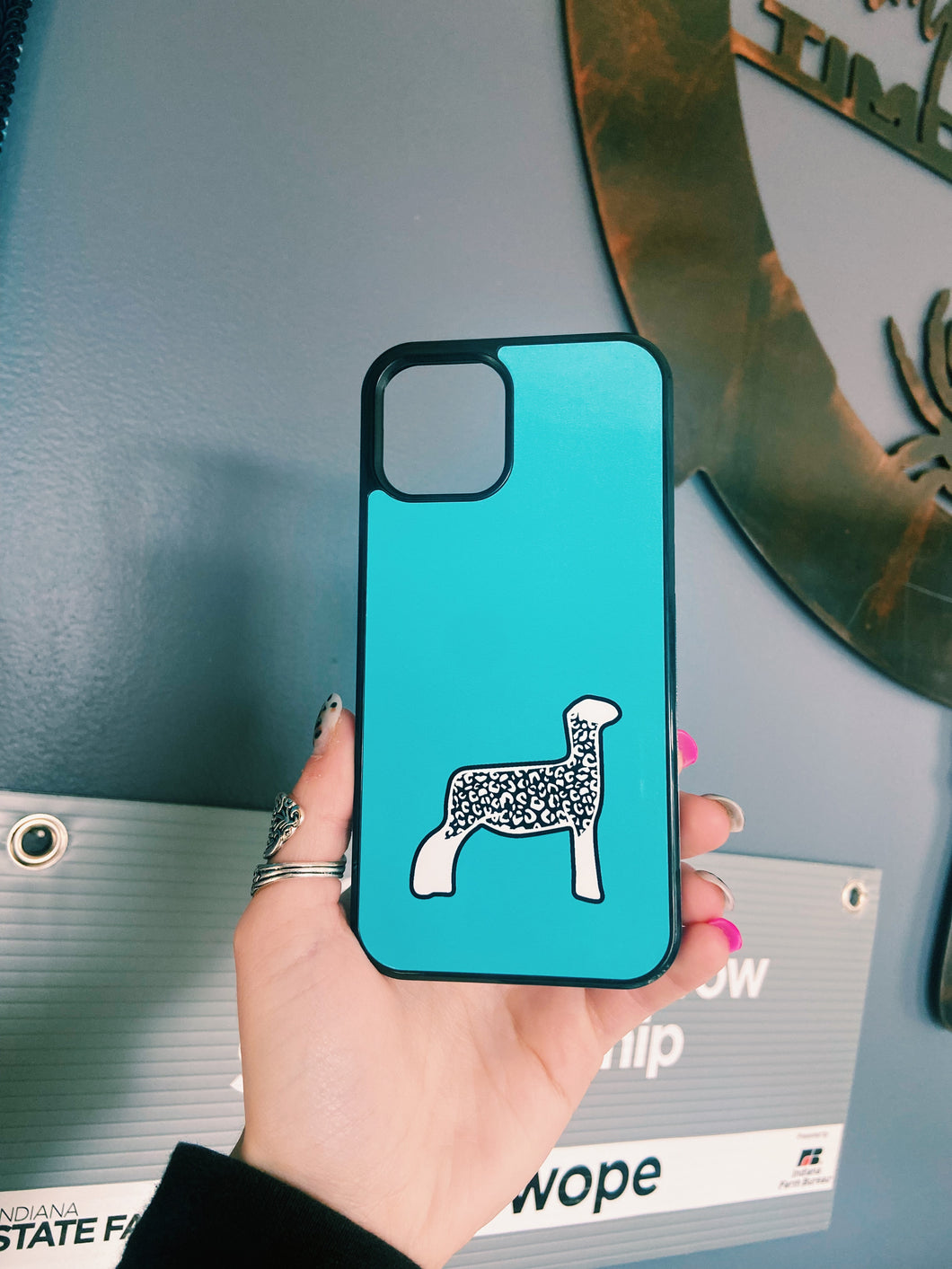 Blue Cheetah Print Lamb iPhone 13 Case