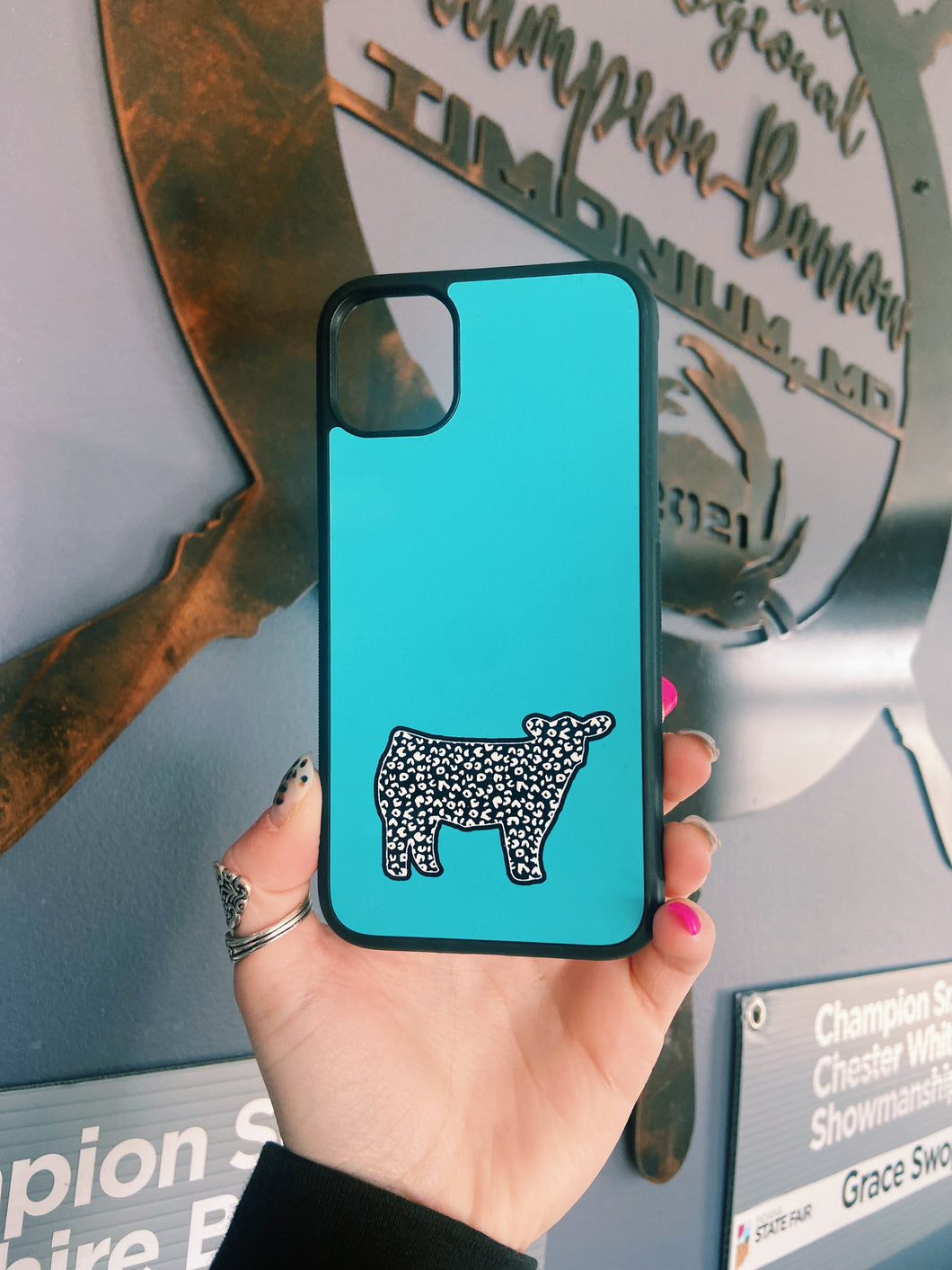 Blue Cheetah Print Cow iPhone 11 Pro Max Case