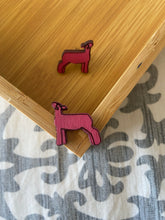 Load image into Gallery viewer, Magenta Lamb Wooden Stud Earrings
