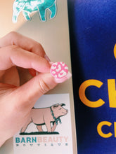 Load image into Gallery viewer, Pink &amp; White Cheetah Print Clay Stud Earrings
