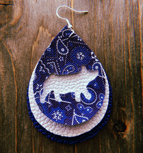 Load image into Gallery viewer, Blue Paisley Pig Teardrop Shaped Earrings
