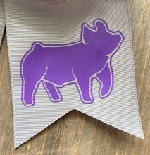 Load image into Gallery viewer, Grey &amp; Purple Pig Hair Tie Bow
