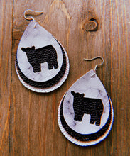 Load image into Gallery viewer, White Marble Cow Teardrop Shaped Earrings
