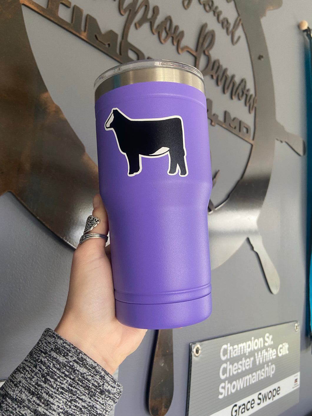 Black & White Heifer Purple Tumbler