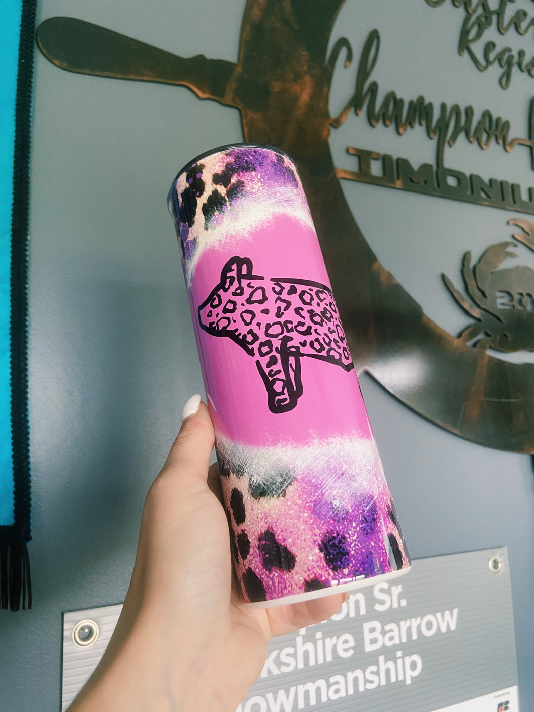 Pink & Purple Cheetah Print Pig Tumbler