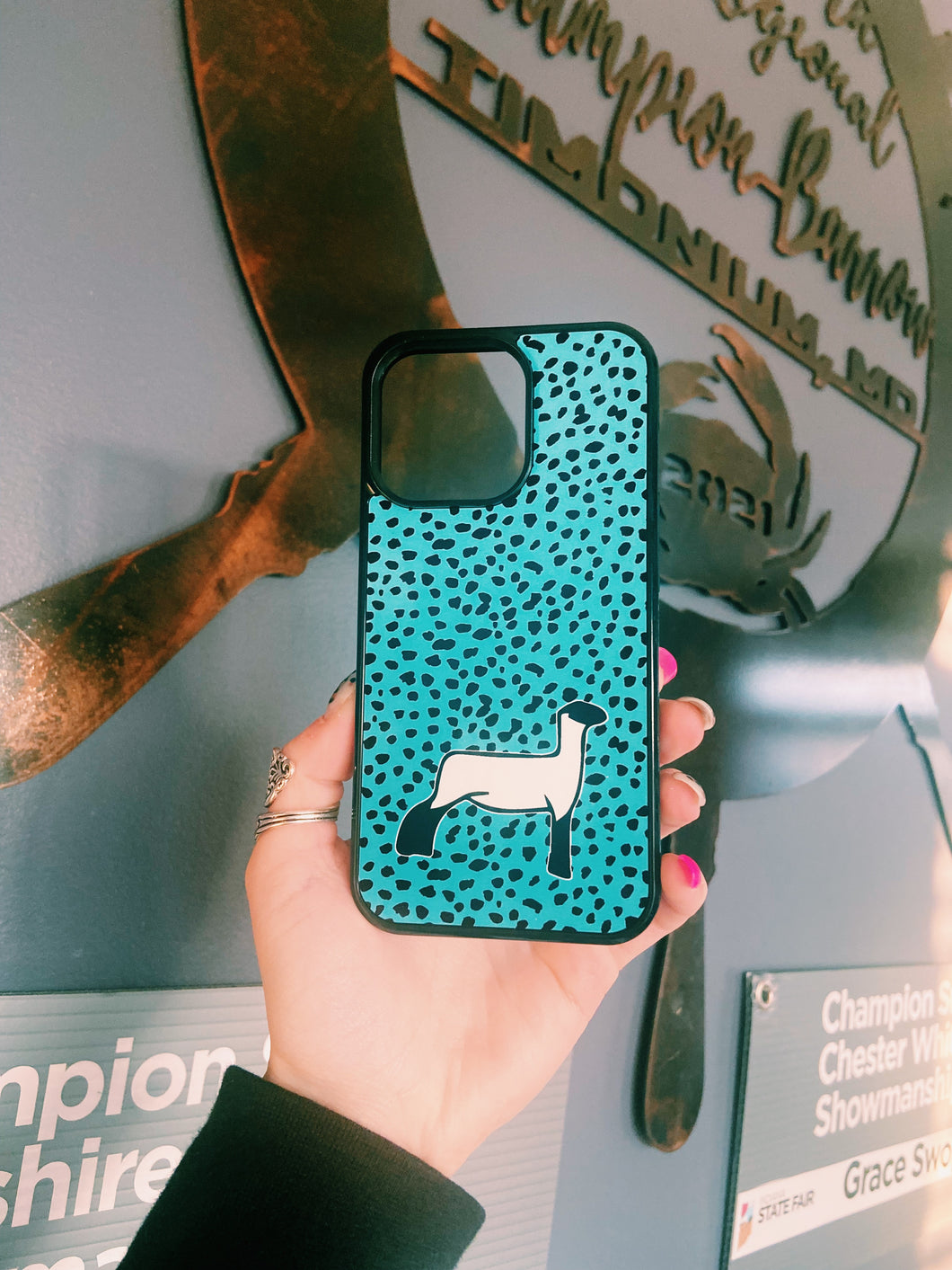 Blue Dotted Lamb iPhone 13 Pro Case