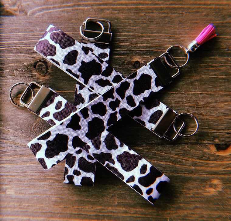 Black & White Cow Print Wristlet