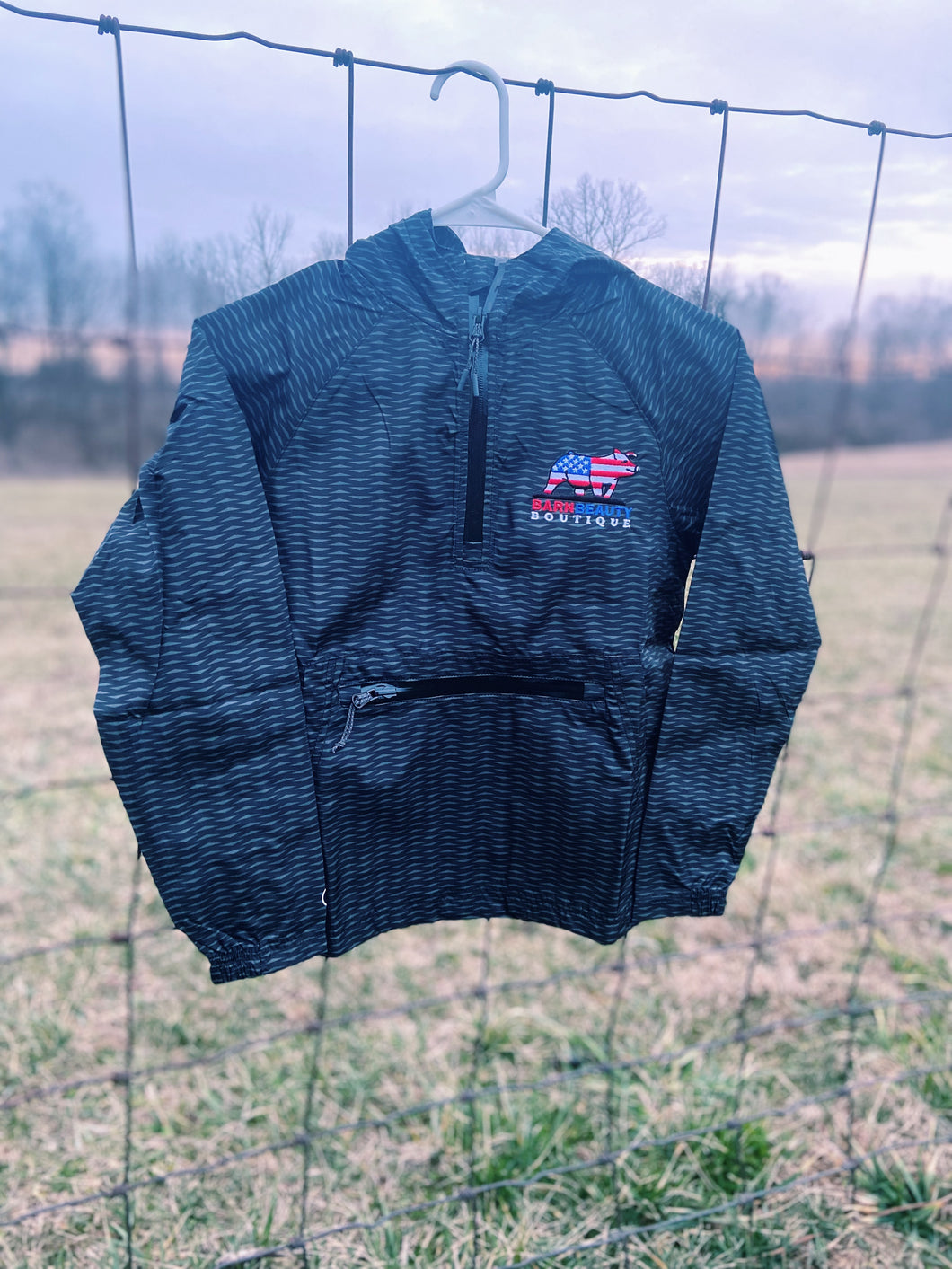 Barn Beauty Boutique American Flag Pig Youth Windbreaker