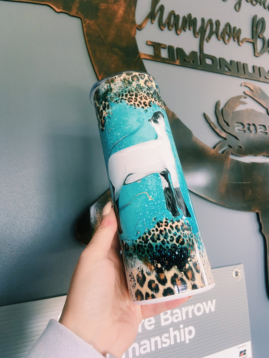 Distressed Turquoise Lamb Tumbler