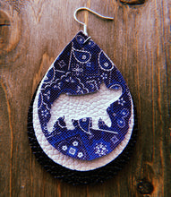 Load image into Gallery viewer, Blue Paisley Pig Teardrop Shaped Earrings
