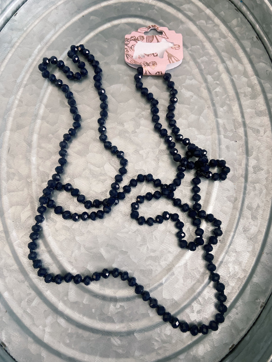 Dark Blue Beaded Necklace