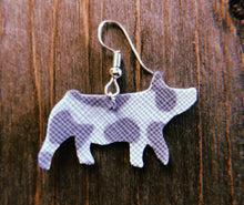 Load image into Gallery viewer, Mini Grey Cheetah Print Pig Earrings
