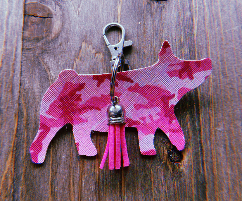 Pink Camo Pig Keychain