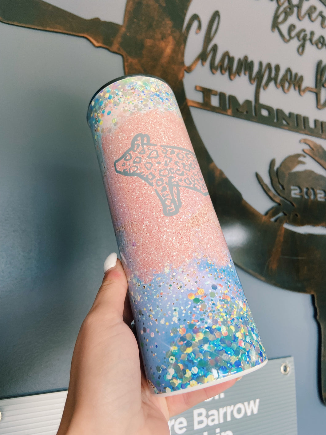 Sparkly Cheetah Print Pig Tumbler