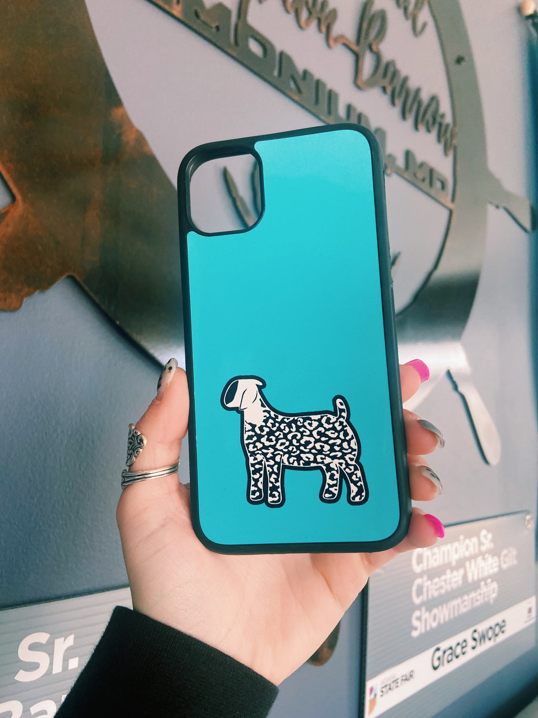 Blue Cheetah Print Goat iPhone 11 Case