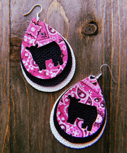 Load image into Gallery viewer, Pink Paisley Cow Teardrop Shaped Earrings
