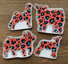 Load image into Gallery viewer, Coral &amp; Medium Blue Cheetah Print Decals
