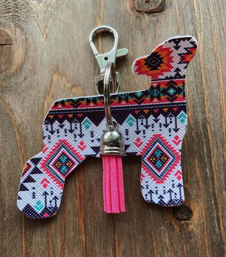 Multi Colored Aztec Lamb Keychain