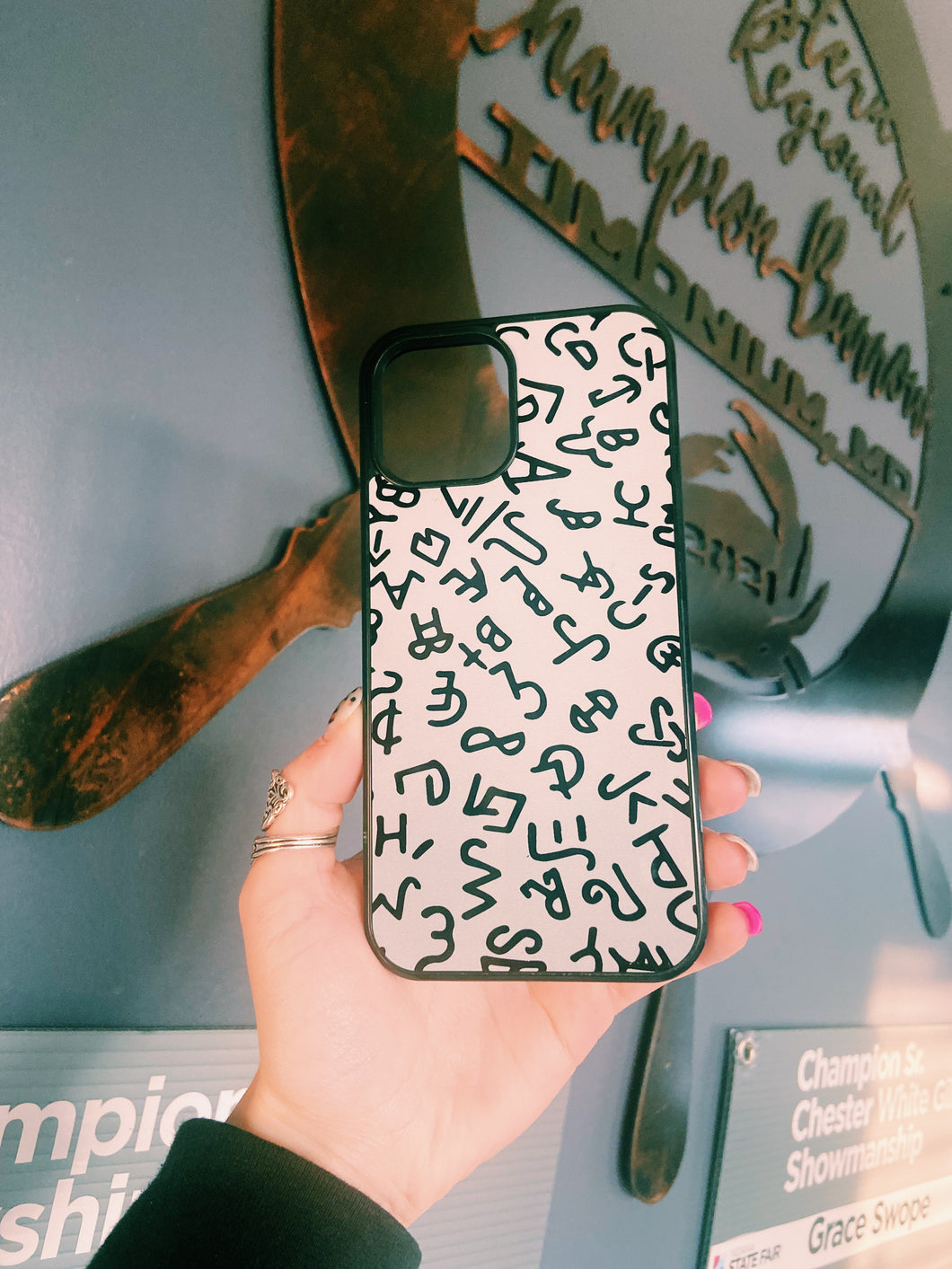 Light Grey & Black Cattle Brand iPhone 13 Case