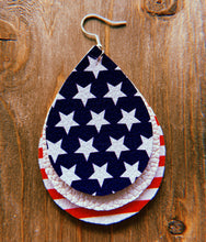 Load image into Gallery viewer, Red, White, &amp; Blue Teardrop Shaped Earrings
