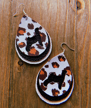 Load image into Gallery viewer, White Cheetah Print Goat Teardrop Shaped Earrings
