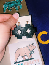 Load image into Gallery viewer, Black Cheetah Print Dangling Clay Stud Earrings
