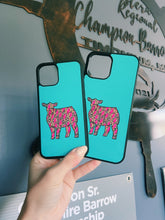 Load image into Gallery viewer, Teal &amp; Cheetah Lightning Bolt Cow Phone Cases
