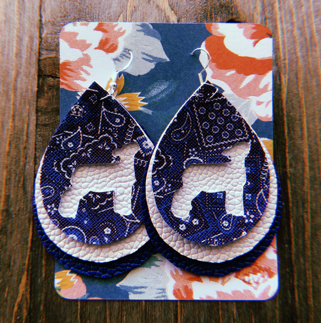 Blue Paisley Lamb Teardrop Shaped Earrings