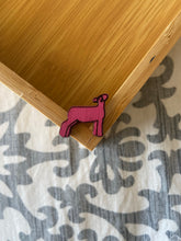 Load image into Gallery viewer, Magenta Lamb Wooden Stud Earrings
