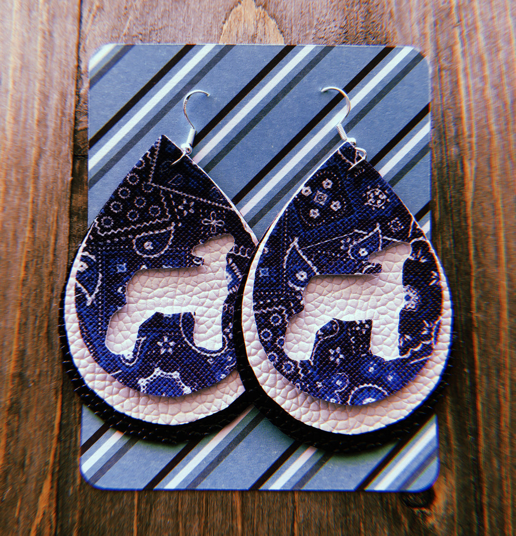 Blue Paisley Lamb Teardrop Shaped Earrings