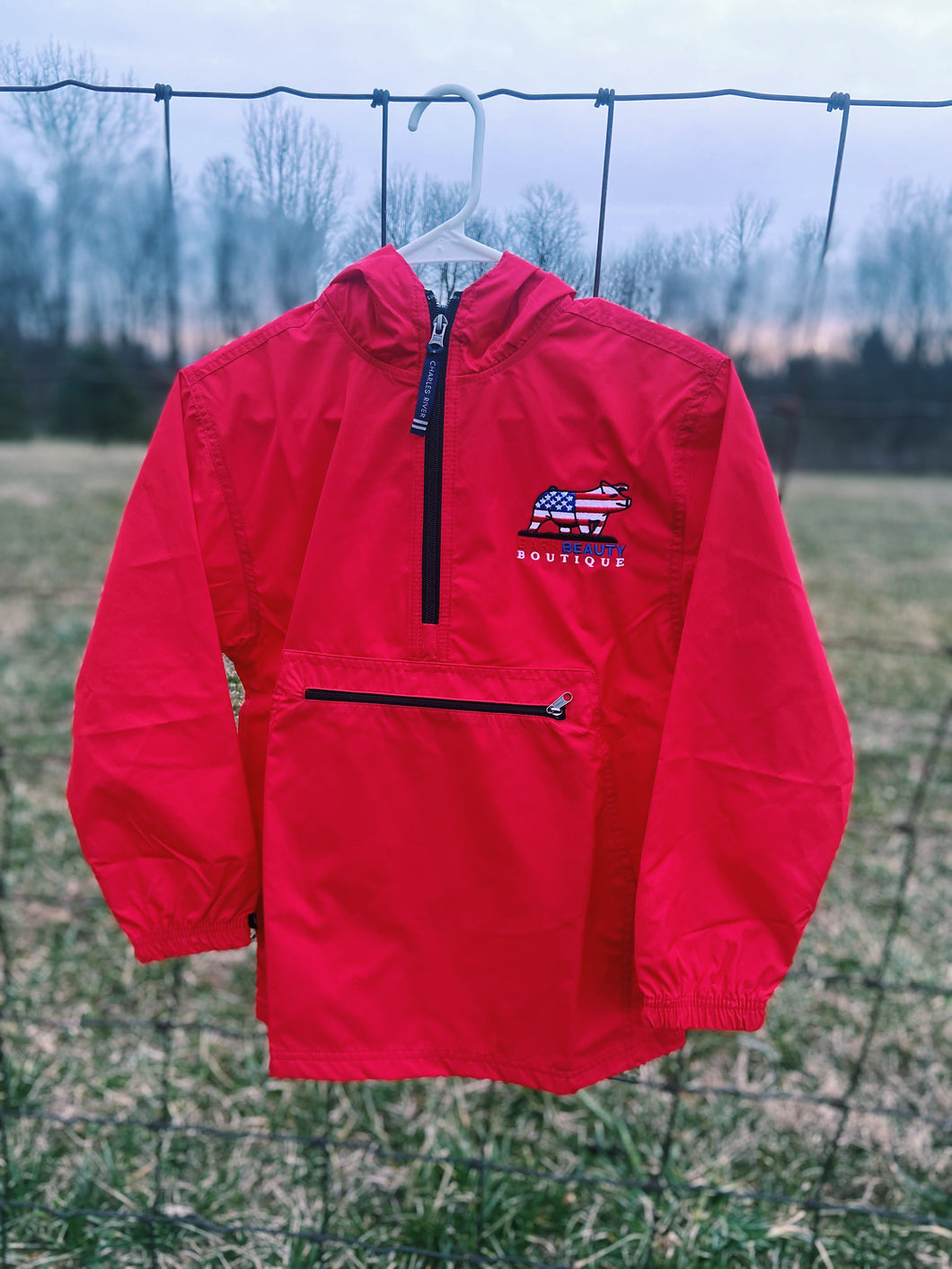 Barn Beauty Boutique American Flag Pig Youth Windbreaker