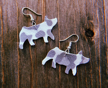 Load image into Gallery viewer, Mini Grey Cheetah Print Pig Earrings
